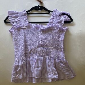 Purple and white smocked top